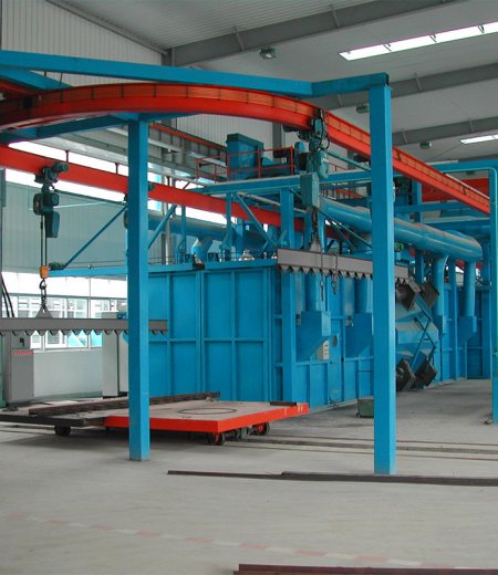 Catenary Type Abrasive overhead shot/sand blast machine